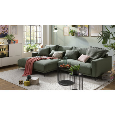 Ecksofa Solero 2.0 - Longchair groß mit 1,5-Sitzer rechts, Stoff, Olivgrün