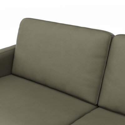 Sofa Enna - 3,5-Sitzer, Armlehne A, Leder, Olive, Kufe, Schwarz