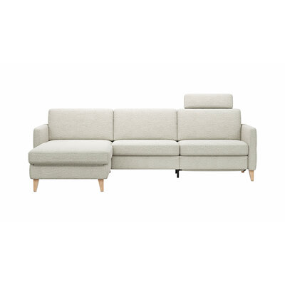 Ecksofa Arima N - Longchair links mit 2,5-Sitzer inkl. Relaxfunktion und Sitzvorzug (motorisch), Stoff, Creme 9151333