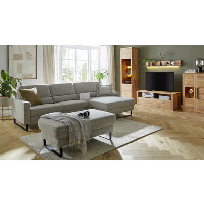 Ecksofa Valera - 3-Sitzer mit Longchair rechts inkl. Rückenlehne verstellbar und Relaxfunktion motorisch, Stoff, Limone