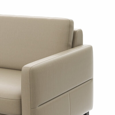 Ecksofa Arima N - Longchair mit 2,5-Sitzer rechts inkl. Kopfteil verstellbar, Leder, Champagner