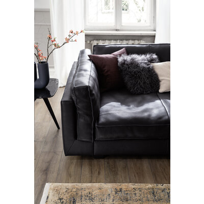 Sofa Aprino 3 - 4-Sitzer XXL, Dickleder, schwarz, Armlehne Kissen