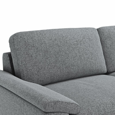 Ecksofa Oviedo - 2,5-Sitzer mit Ecke rechts inkl. Drehsitz, Stoff, Grau