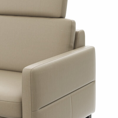 Ecksofa Arima N - Longchair mit 2,5-Sitzer rechts inkl. Relaxfunktion und Kopfstütze motorisch, Leder, Champagner