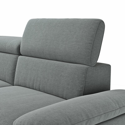 Ecksofa Felipa - Longchair links mit 2,5-Sitzer inkl. Kopfteil verstellbar, Stoff, Grau