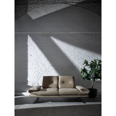 Sofa Lucero - 2,5-Sitzer inkl. Drehsitze und Armlehne/Rückenlehne und Sitztiefe verstellbar, Leder, Taupe