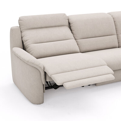Ecksofa Cornella Plus - 2-Sitzer mit Ecke und Abschlussteil rechts inkl. Relaxfunktion (motorisch) und Kopfteilverstellung, Stoff, Rosé