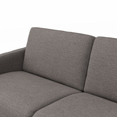 Ecksofa Nuoro - 2-Sitzer mit Longchair rechts inkl. Schlaffunktion und Bettkasten, Stoff, Grau