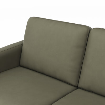 Sofa Enna - 2,5-Sitzer, Armlehne A, Leder, Olive, Kufe, Schwarz