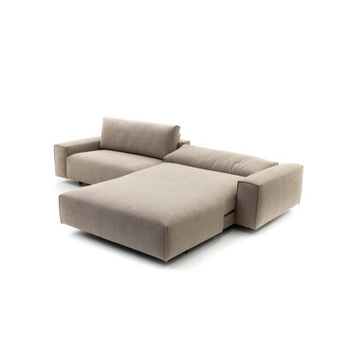 Ecksofa Sorano Plus - 1,75-Sitzer, Longchair rechts, inklusive motorischer Sitzvorzug und Relax Bett, Stoff, Graubeige