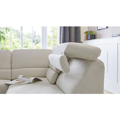 Ecksofa Valera - 3-Sitzer mit Ecke rechts inkl. Rückenlehne verstellbar und Relaxfunktion motorisch, Stoff, Natur