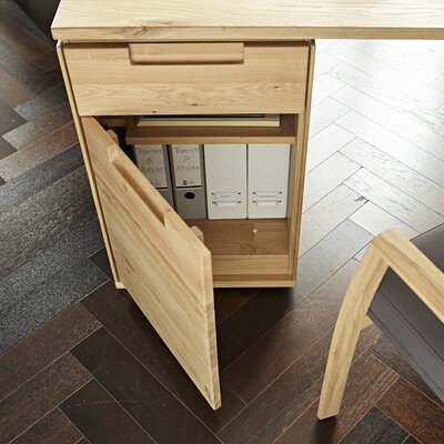 Sideboard Amora - schwenkbar, Wildeiche massiv bianco