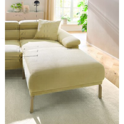 Ecksofa Bolonia - 2-Sitzer mit Longchair rechts inkl. Rückenlehne- und Kopfteilverstellung, Stoff, Cappuccino