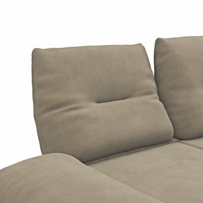Ecksofa Lucero - 2-Sitzer mit Longchair rechts inkl. Rückenlehne/ Sitztiefe/ Armlehne verstellbar und Drehsitz, Leder, Taupe
