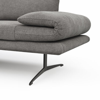 Ecksofa Lucero - Longchair mit 2-Sitzer rechts, Stoff, Grau