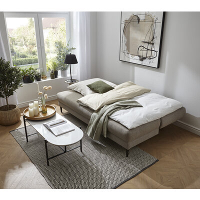 Schlafsofa Salema - 3-Sitzer mit Schlaffunktion (Liegefläche ca. 140x200 cm), Stoff, Kiesel
