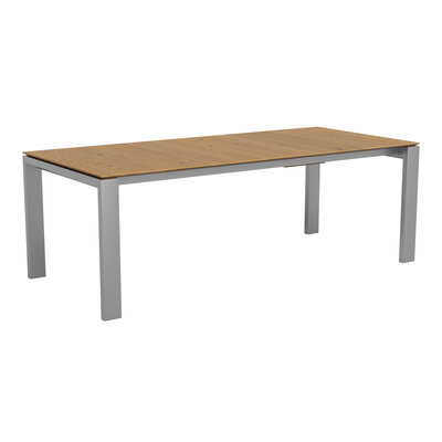 Esstisch 3400 - LB ca. 220x100 cm, ausziehbar, Asteiche massiv, Fuß Edelstahl 107459