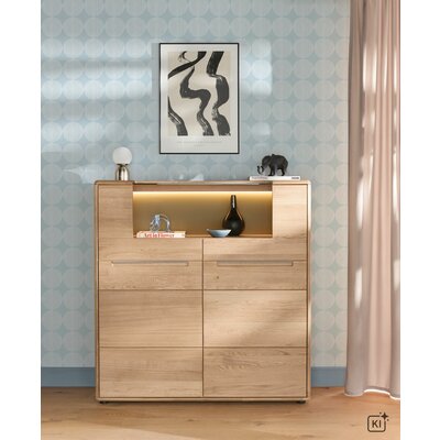 Highboard Calpe - inkl. Beleuchtung, Eiche massiv, legno geölt