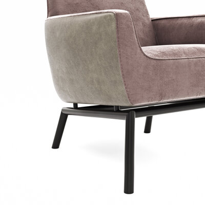 Sessel Matina - Größe M, Leder&Stoff, Dunkelbraun, Mauve