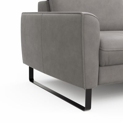 Sofa Avela - 2-Sitzer inkl. Kopfteil verstellbar, Leder, Steingrau