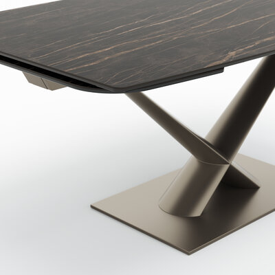 Esstisch Savona - LB ca. 200x100 cm, ausziehbar, Keramik, Schwarz, Bootsform