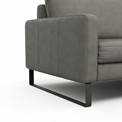 Sofa Enna - 3,5-Sitzer, Leder, Grau