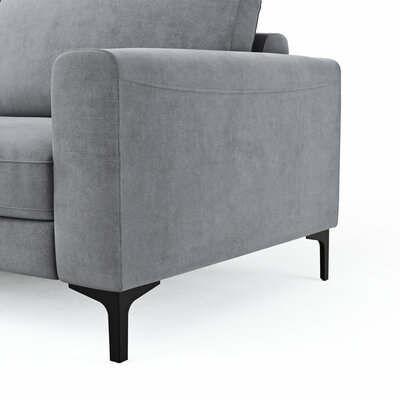 Ecksofa Oviedo - 2,5-Sitzer mit Ecke rechts, Stoff, Grau