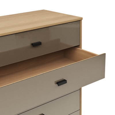 Kommode Lenoso - Eiche Nachbildung, Glas Graubraun