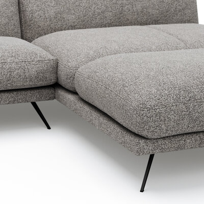 Ecksofa Valdemoro - 2,5-Sitzer mit Longchair rechts inkl. Rückenlehne verstellbar, Stoff, Grau