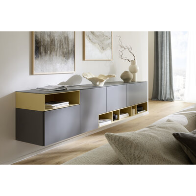 Sideboard 3900 - BHT ca. 260x55x45 cm, Lack, Steingrau