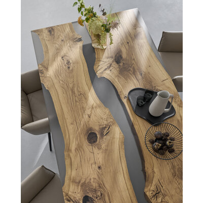 Esstisch Nera - LB ca. 220 x 110 cm, Asteiche massiv, Epoxy, Grau