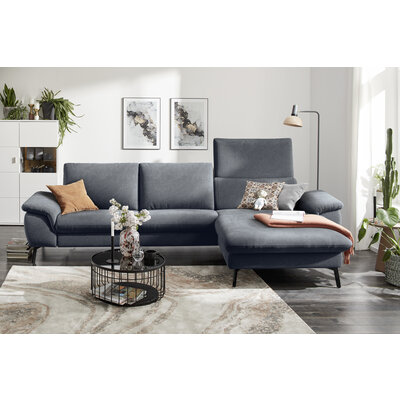 Ecksofa Gotera - 1,5-Sitzer med. + 1,5-Sitzer med. mit Longchair rechts inkl. Rückenlehne verstellbar, Stoff, Anthrazit