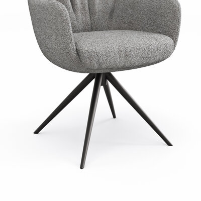 Armlehnstuhl Mis Legere - Boucle, Grau, Stativ, Anthrazit