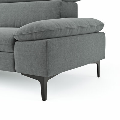 Ecksofa Felipa - Longchair links mit 2,5-Sitzer inkl. Kopfteil verstellbar, Stoff, Grau