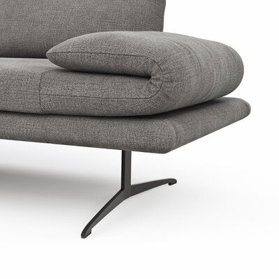 Ecksofa Lucero - Longchair mit 2-Sitzer rechts inkl. Rückenlehne/ Sitztiefe/ Armlehne verstellbar und Drehsitz, Stoff, Grau