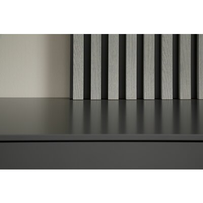 Highboard 3900 - Hängend mit Lamellen und Beleuchtung, Lack, Dunkelgrau
