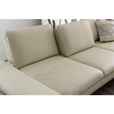 Ecksofa Collina - 2,5-Sitzer, Longchair rechts, inklusive Kopfstütze, Leder, Ecru