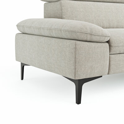 Sofa Felipa - 3-Sitzer inkl. Kopfteil verstellbar, Stoff, Natur