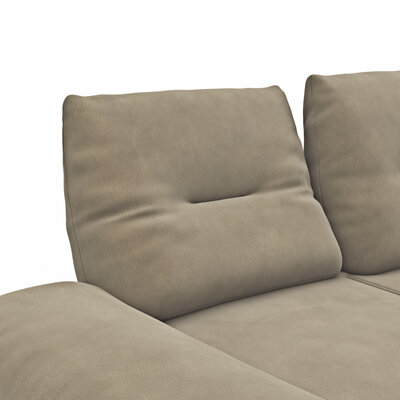 Ecksofa Lucero - 2-Sitzer mit Longchair rechts, Leder, Taupe