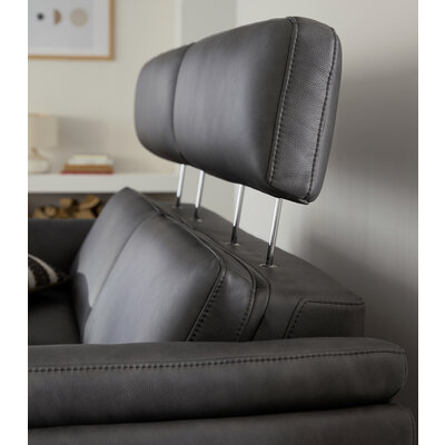 Sofa Atella - 2,5-Sitzer, inklusive Kopfteilverstellung, Leder, Anthrazit