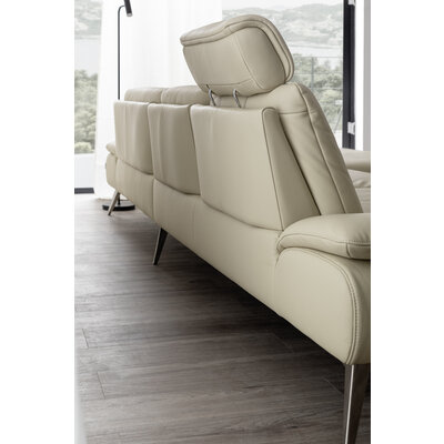 Ecksofa Collina - 2,5-Sitzer, Longchair rechts, inklusive Kopfstütze, Leder, Ecru