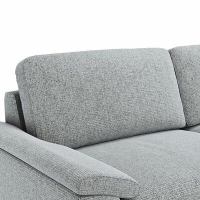 Ecksofa Oviedo - 2,5-Sitzer mit Ecke rechts inkl. Drehsitz, Stoff, Hellgrau