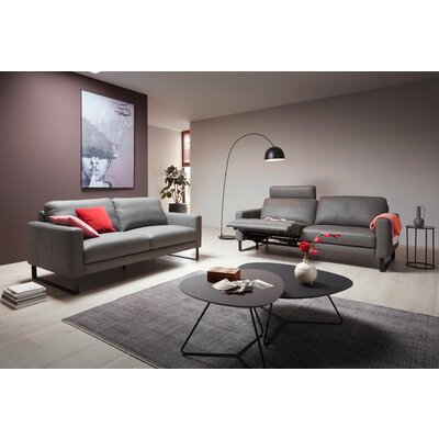 Sofa Enna - 3,5-Sitzer inklusive Relaxfunktion (motorisch) links, Leder, Grau