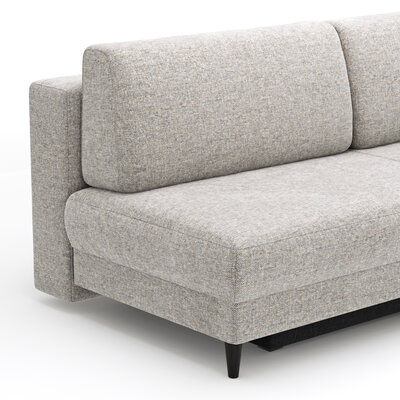 Schlafsofa Salema - 3-Sitzer mit Schlaffunktion (Liegefläche ca. 150x200cm), Stoff, Kiesel
