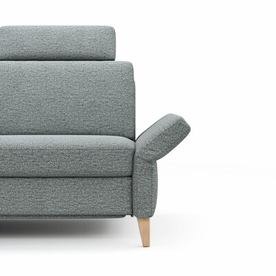 Ecksofa Arima N - Longchair links, 2,5-Sitzer, Relaxfunktion, Sitzvorzug (motorisch), Stoff, Hellgrau