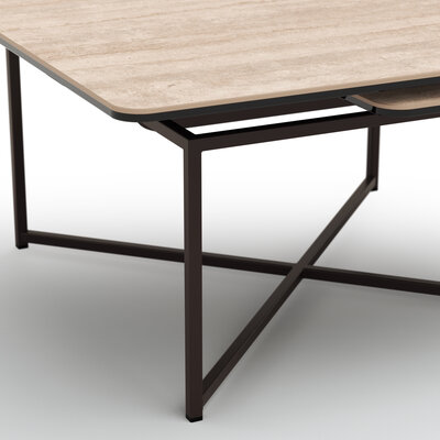 Couchtisch Cena - LB ca. 132x108 cm, Platten drehbar, Keramik, Travertin