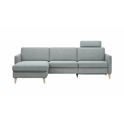 Ecksofa Arima N - Longchair links, 2,5-Sitzer, Relaxfunktion, Sitzvorzug (motorisch), Stoff, Hellgrau 9151335