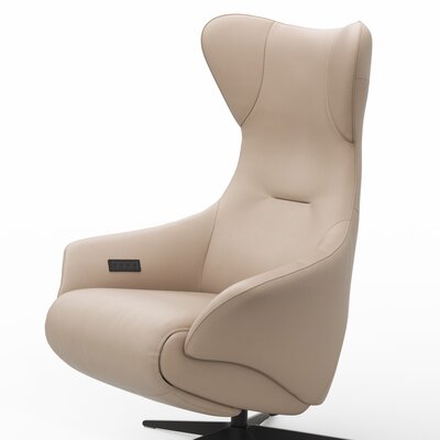 Relaxsessel Follina - Relaxfunktion (motorisch), Leder, Taupe, Akku