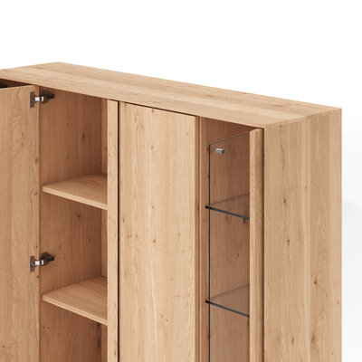 Highboard Due Viso - BHT ca. 153x135x40 cm , Wildeiche Roheffekt, geölt