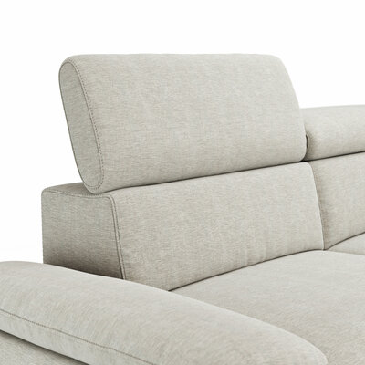 Ecksofa Felipa - 2,5-Sitzer mit Ecke rechts inkl. Armlehne verstellbar und Rückenlehne/Sitztiefe verstellbar (motorisch), Stoff, Natur